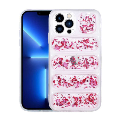 Apple iPhone 12 Pro Max Kılıf Kamera Korumalı Simli Airbag'li Zore Dalga Kapak Pembe Koyu