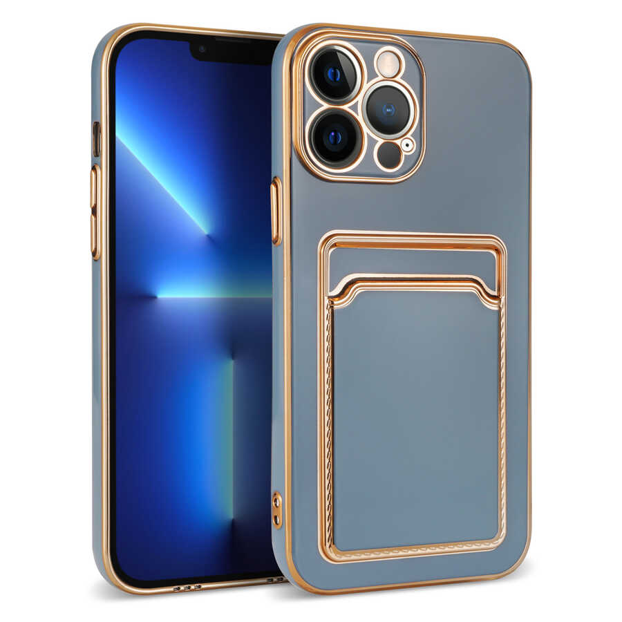 Apple iPhone 12 Pro Max Kılıf Zore Bark Kartlıklı Kapak Rose Gold