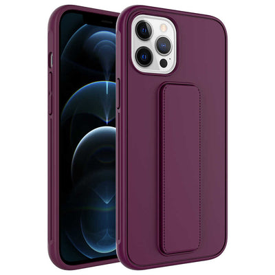 Apple iPhone 12 Pro Max Kılıf Zore Qstand Kapak Mürdüm