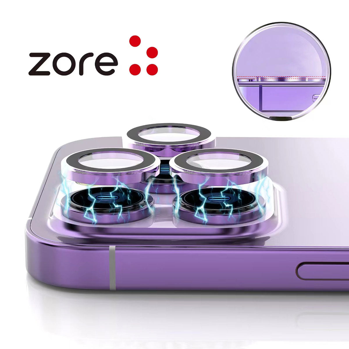 Apple iPhone 12 Pro Max Zore CL-12 Premium Safir Parmak İzi Bırakmayan Anti-Reflective Kamera Lens Koruyucu Siyah