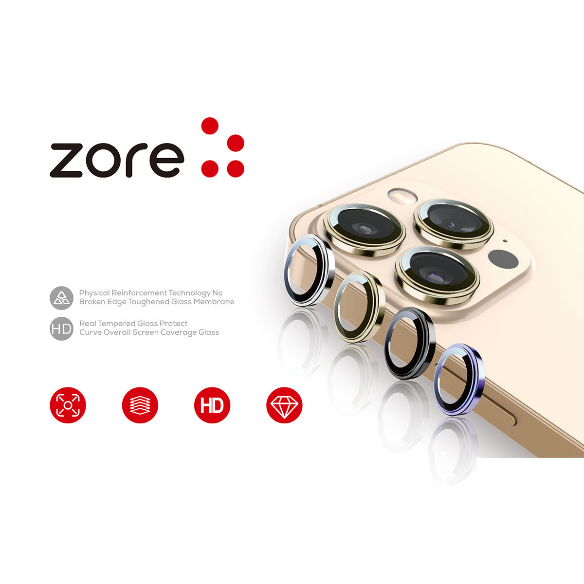 Apple iPhone 12 Pro Max Zore CL-12 Premium Safir Parmak İzi Bırakmayan Anti-Reflective Kamera Lens Koruyucu Yeşil