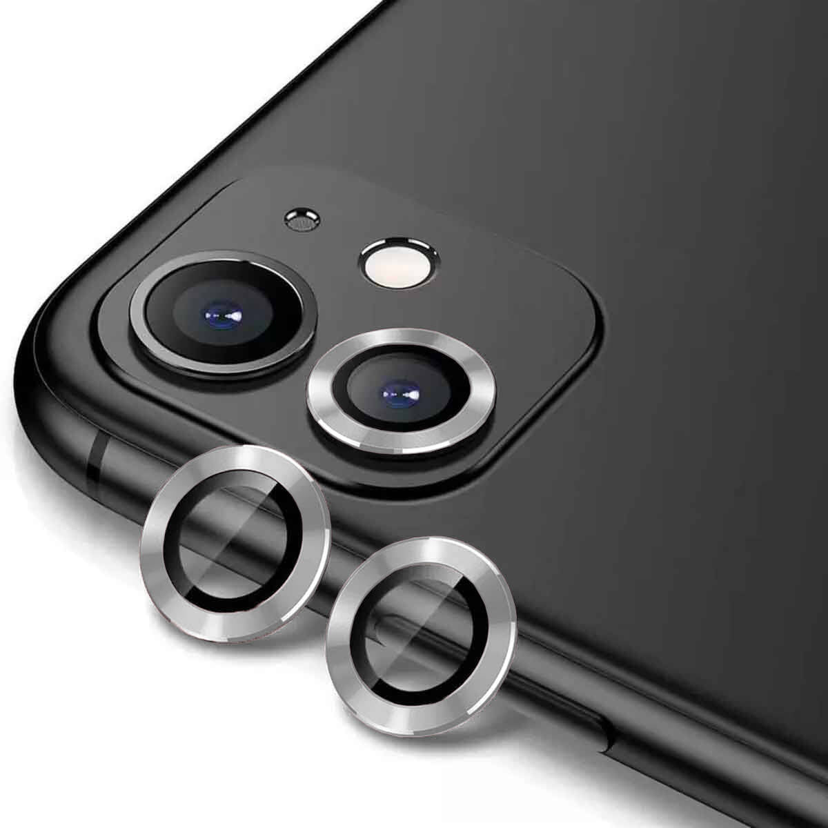 Apple iPhone 12 Zore CL-12 Premium Safir Parmak İzi Bırakmayan Anti-Reflective Kamera Lens Koruyucu Gümüş