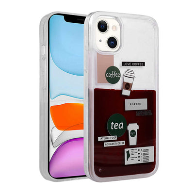 Apple iPhone 13 Kılıf Desenli Sıvılı Zore Drink Silikon Kapak NO2