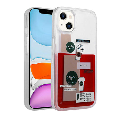 Apple iPhone 13 Kılıf Desenli Sıvılı Zore Drink Silikon Kapak NO1