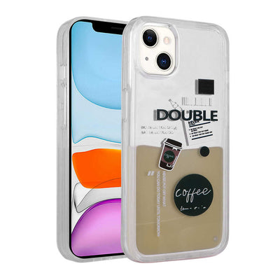 Apple iPhone 13 Kılıf Desenli Sıvılı Zore Drink Silikon Kapak NO3