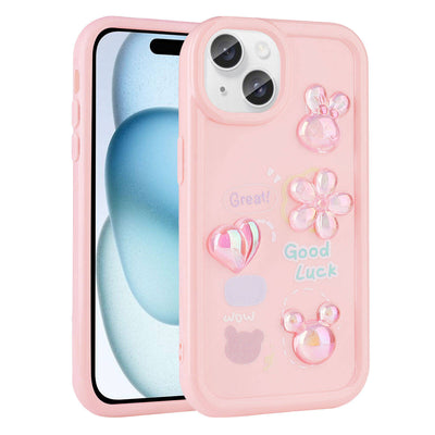 Apple iPhone 13 Kılıf Kabartma Figürlü Parlak Zore Toys Silikon Kapak Mor