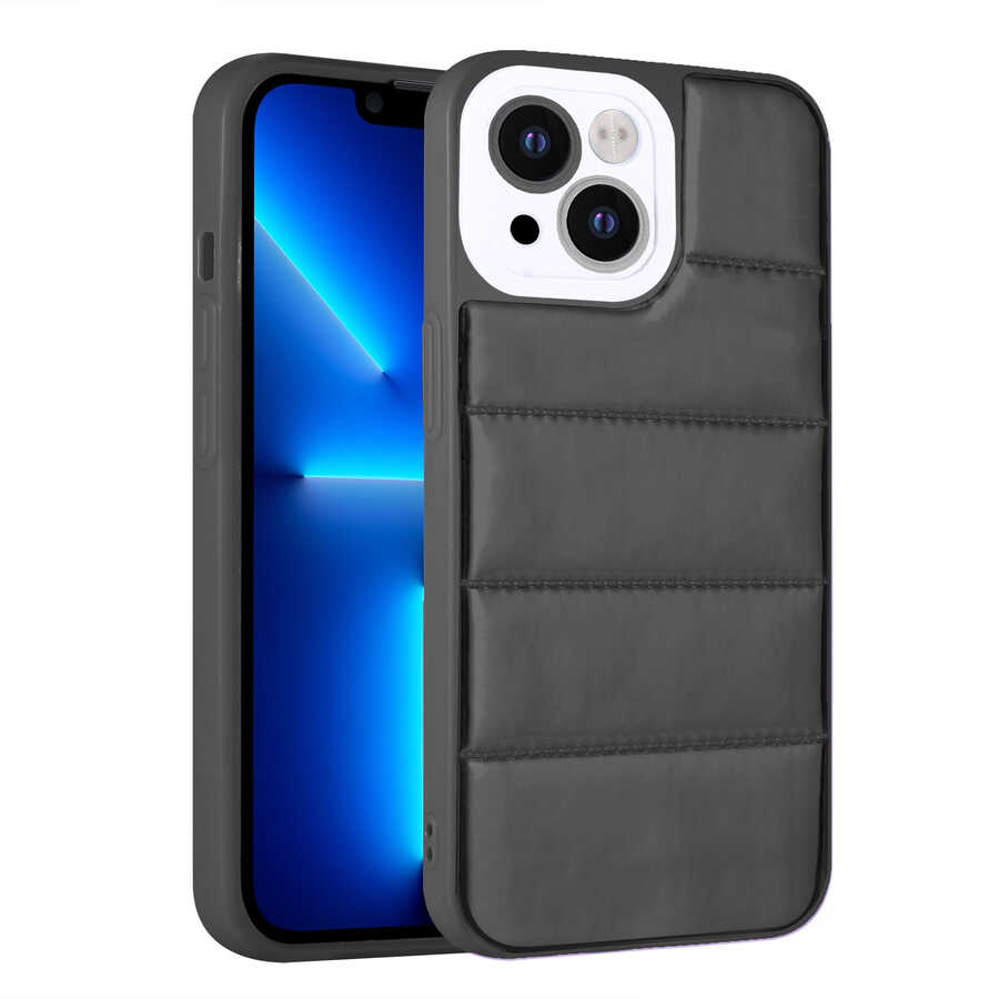 Apple iPhone 13 Kılıf Kamera Korumalı Airbagli Renkli Zore Seksek Kapak Siyah