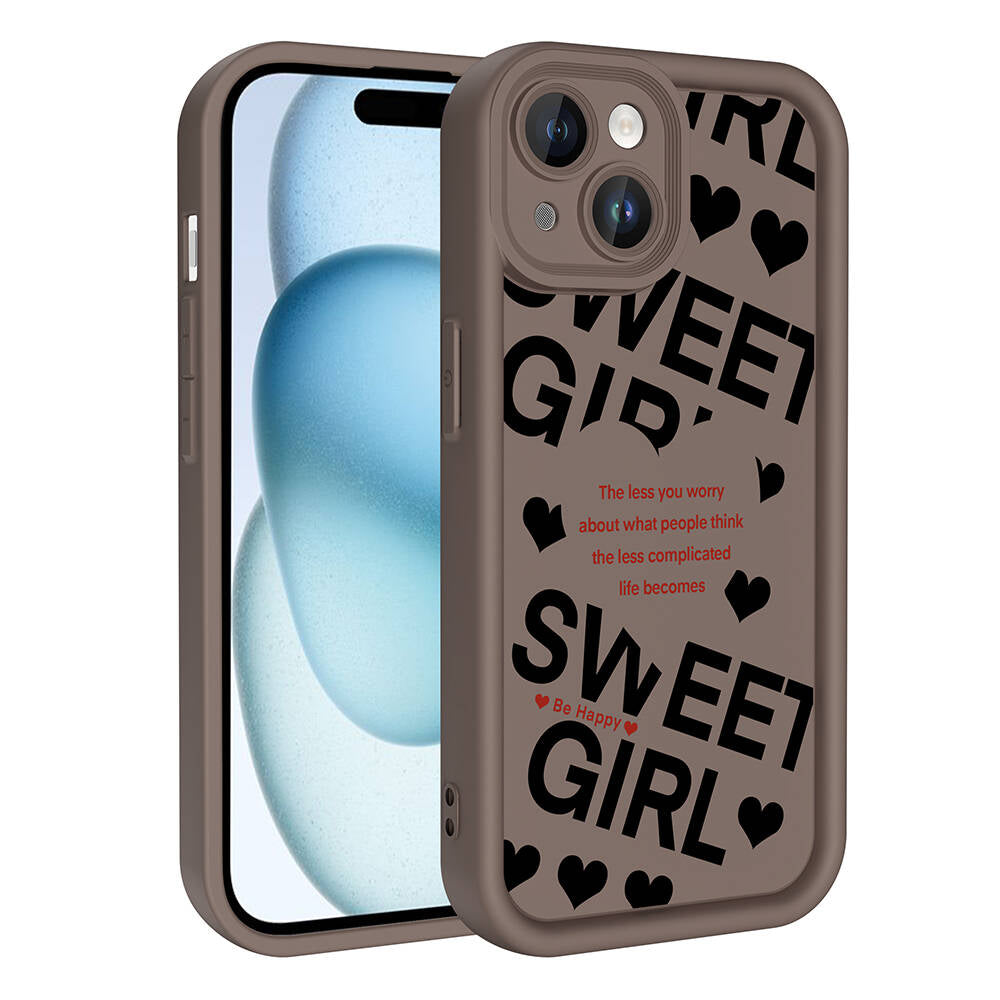 Apple iPhone 13 Kılıf Kamera Korumalı Baskılı Arka Yüzey Zore Klas Kapak Koyu Kahve