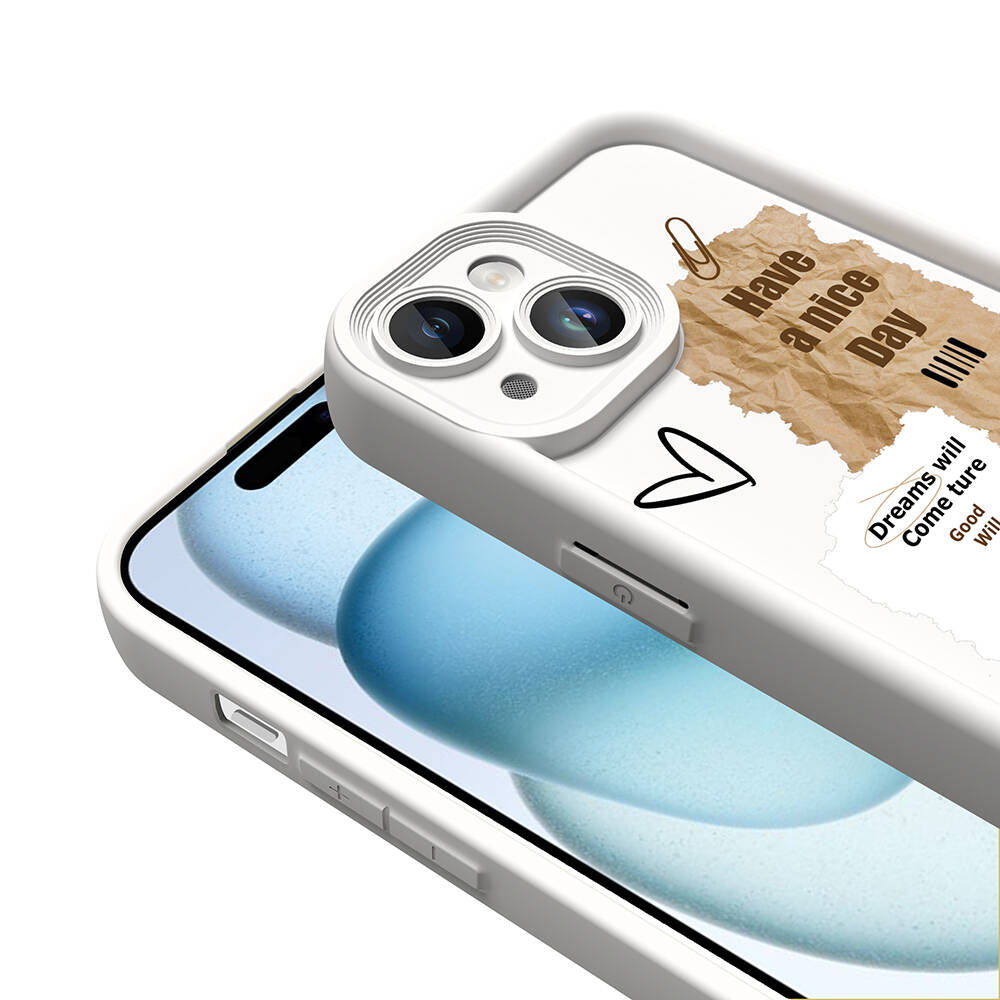 Apple iPhone 13 Kılıf Kamera Korumalı Baskılı Arka Yüzey Zore Klas Kapak Koyu Kahve