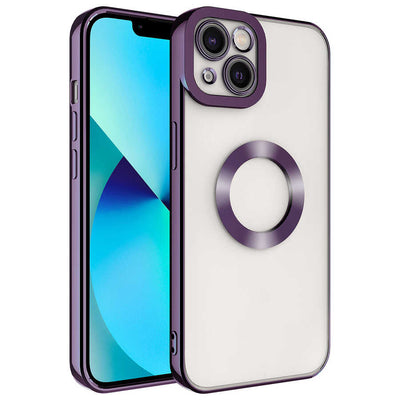 Apple iPhone 13 Kılıf Kamera Korumalı Logo Gösteren Zore Omega Kapak Derin Mor