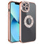 Apple iPhone 13 Kılıf Kamera Korumalı Taş Süslemeli Arkası Şeffaf Zore Asya Kapak Rose Gold