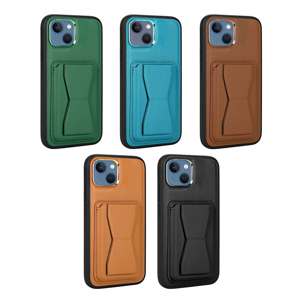 Apple iPhone 13 Kılıf Kartlıklı Standlı Pu Deri Zore Memo Kapak Koyu Yeşil