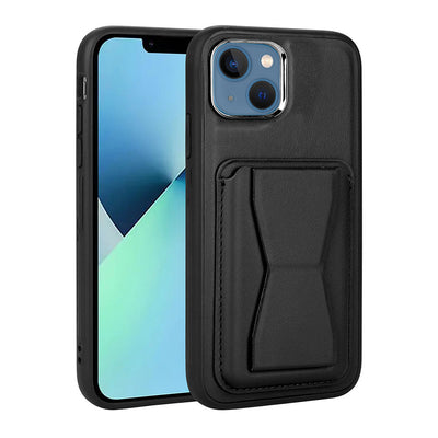 Apple iPhone 13 Kılıf Kartlıklı Standlı Pu Deri Zore Memo Kapak Siyah