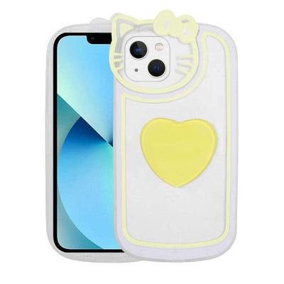 Apple iPhone 13 Kılıf Kedi Figürlü Transparan Pop Soketli Zore Ritmik Kapak Mavi