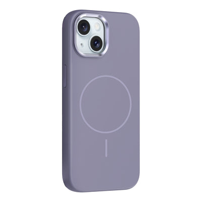 Apple iPhone 13 Kılıf M-Safe Şarj Özellikli Metal Kamera Çerçeveli Zore Edi Silikon Kapak Lavendery Gray
