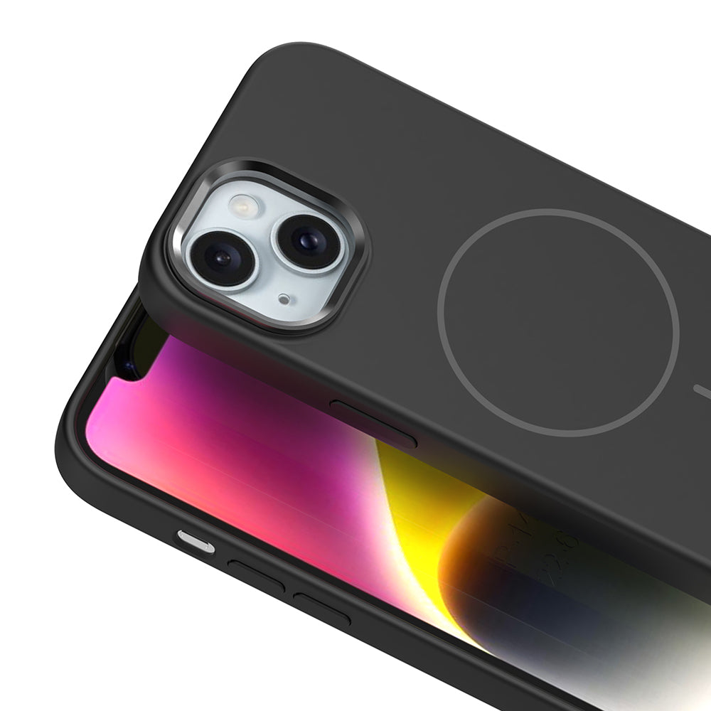 Apple iPhone 13 Kılıf M-Safe Şarj Özellikli Metal Kamera Çerçeveli Zore Edi Silikon Kapak Rose Gold