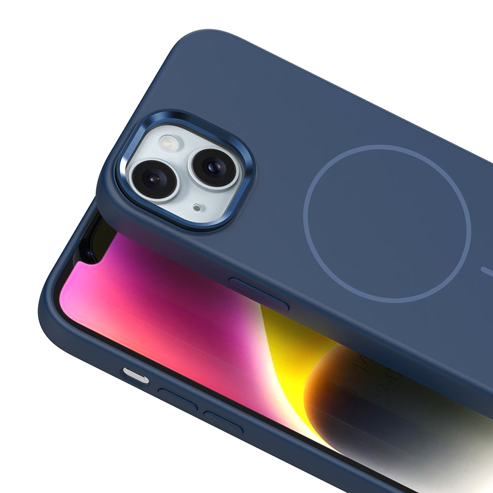 Apple iPhone 13 Kılıf M-Safe Şarj Özellikli Metal Kamera Çerçeveli Zore Edi Silikon Kapak Mor