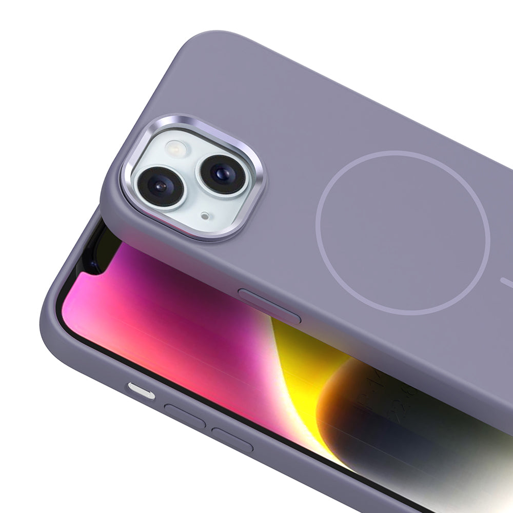 Apple iPhone 13 Kılıf M-Safe Şarj Özellikli Metal Kamera Çerçeveli Zore Edi Silikon Kapak Rose Gold