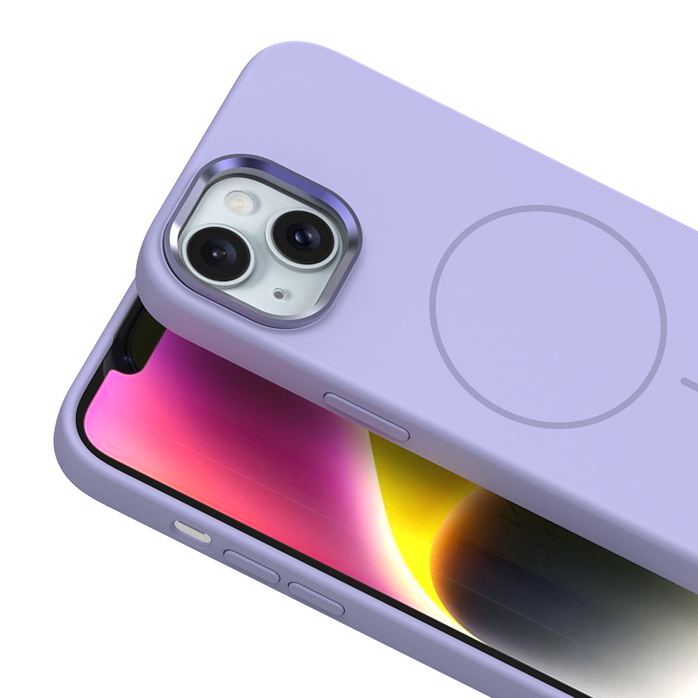 Apple iPhone 13 Kılıf M-Safe Şarj Özellikli Metal Kamera Çerçeveli Zore Edi Silikon Kapak Rose Gold