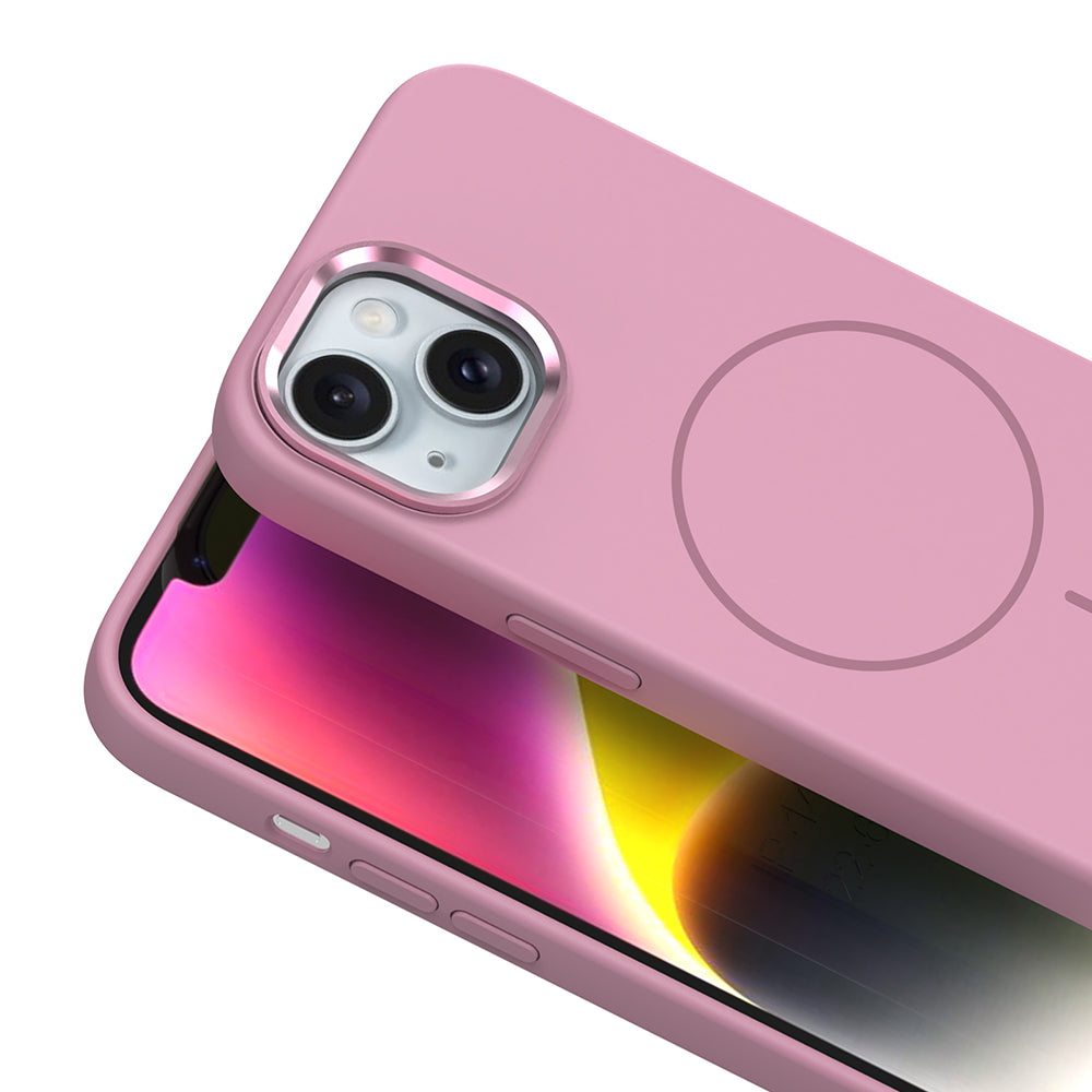 Apple iPhone 13 Kılıf M-Safe Şarj Özellikli Metal Kamera Çerçeveli Zore Edi Silikon Kapak Siyah