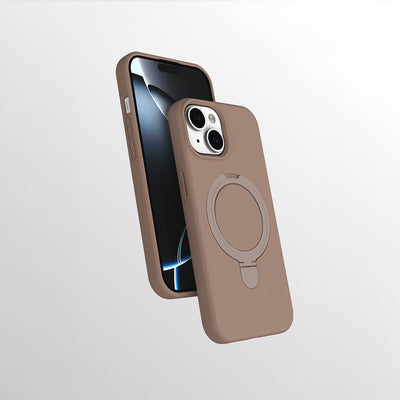 Apple iPhone 13 Kılıf M-safe Şarj Özellikli Standlı Zore Samara Kapak Desert Gold