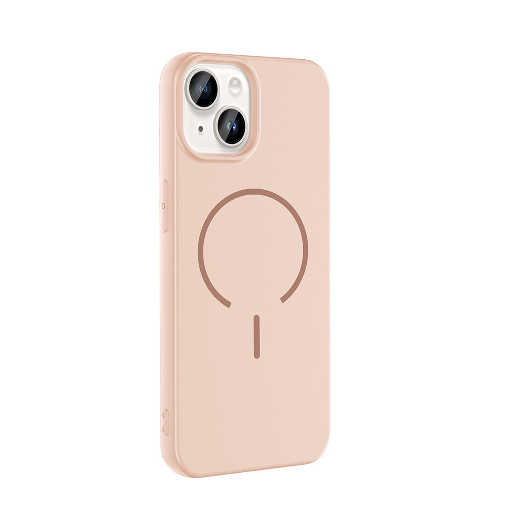 Apple iPhone 13 Kılıf M-safe Şarj Özellikli Zore Meta Kapak Rose Pembe