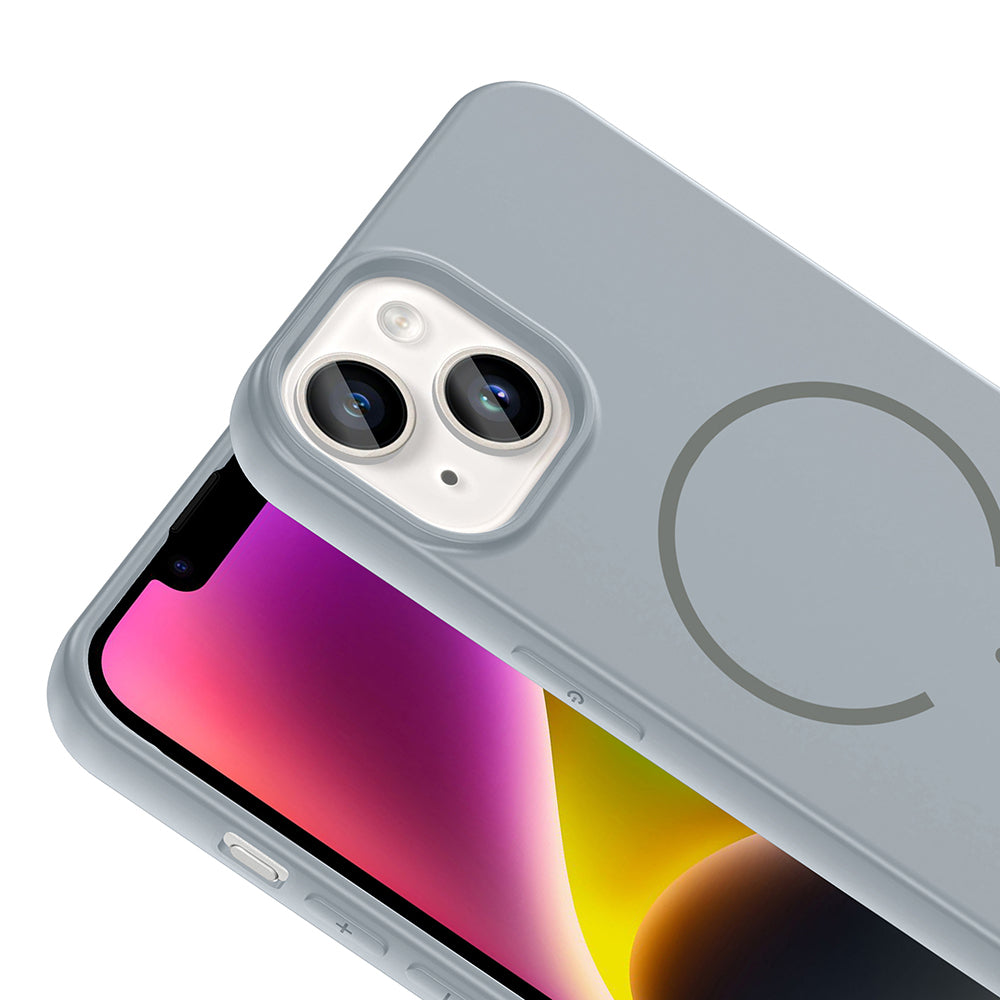Apple iPhone 13 Kılıf M-safe Şarj Özellikli Zore Meta Kapak Mürdüm