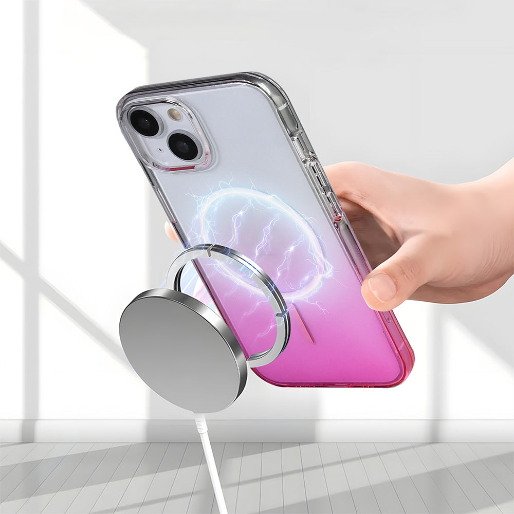 Apple iPhone 13 Kılıf M-Safe Şarj Özellikli Zore Septik Silikon Kapak Pembe