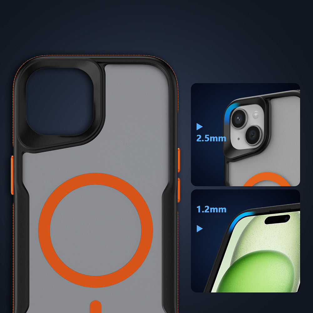 Apple iPhone 13 Kılıf M-safe Şarj Özellikli Renkli Kenar Airbag Şeritli Zore Lamer Kapak Mavi