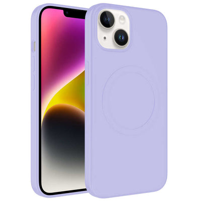 Apple iPhone 13 Kılıf M-safe Wireless Şarj Özellikli Pastel Renk Silikon Zore Plas Kapak Lila
