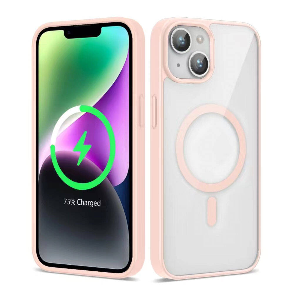 Apple iPhone 13 Kılıf M-safe Wireless Şarj Özellikli Silikon Zore Ege Kapak Pembe