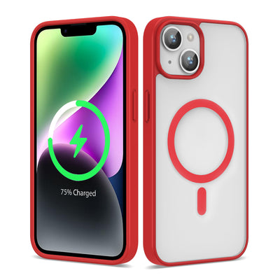 Apple iPhone 13 Kılıf M-safe Wireless Şarj Özellikli Silikon Zore Ege Kapak Kırmızı