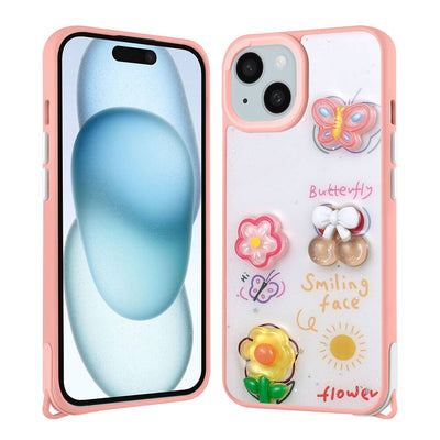 Apple iPhone 13 Kılıf Parlayan Simli Kabartma Figürlü Zore Cevze Kapak Yeşil