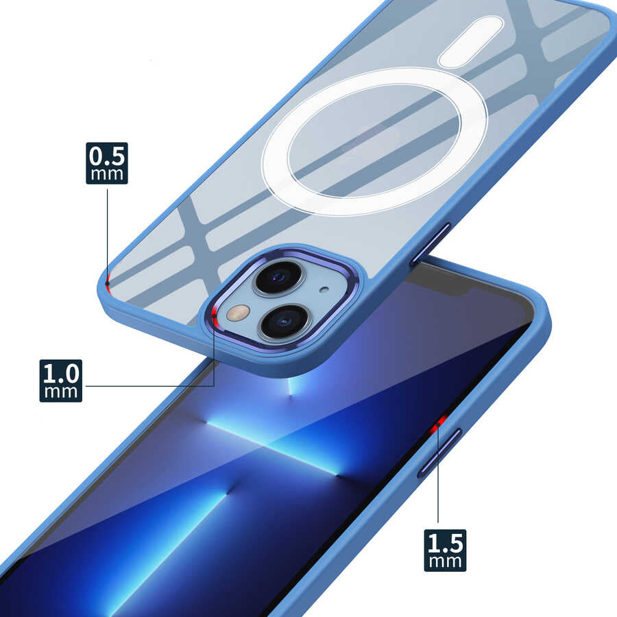 Apple iPhone 13 Kılıf Wireless Şarj Özellikli Zore Krom M-safe Silikon Kapak Yeşil