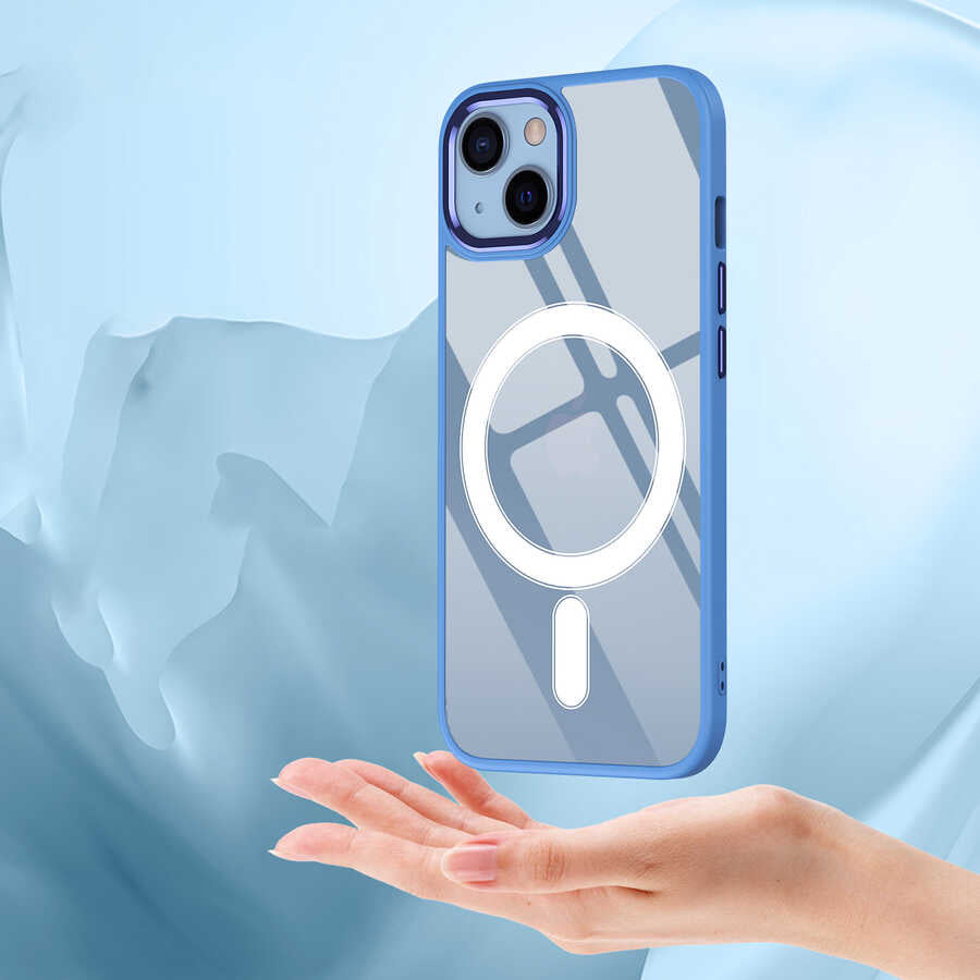 Apple iPhone 13 Kılıf Wireless Şarj Özellikli Zore Krom M-safe Silikon Kapak Yeşil