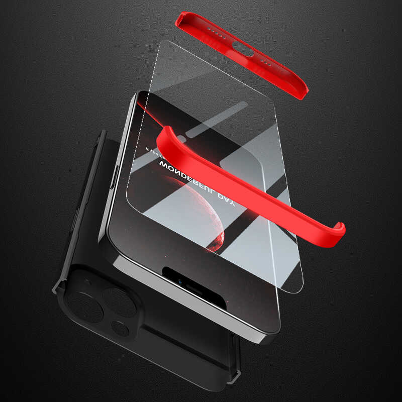 Apple iPhone 13 Kılıf Zore Ays Kapak Siyah-Kırmızı