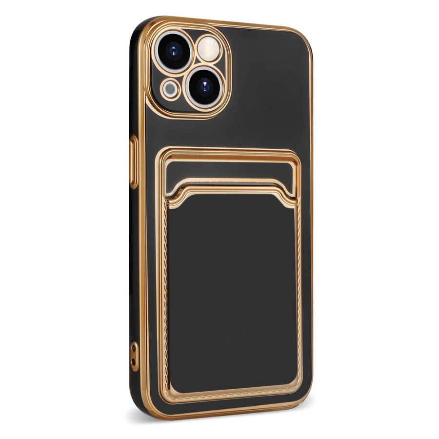 Apple iPhone 13 Kılıf Zore Bark Kartlıklı Kapak Rose Gold