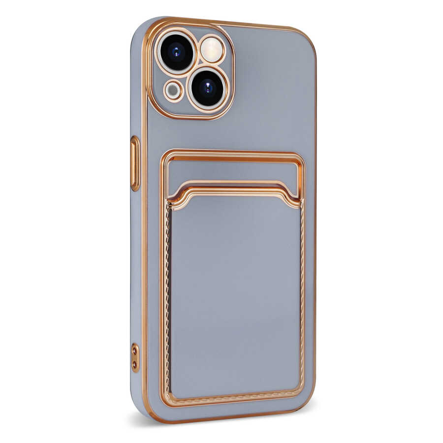 Apple iPhone 13 Kılıf Zore Bark Kartlıklı Kapak Rose Gold