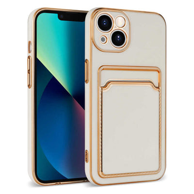 Apple iPhone 13 Kılıf Zore Bark Kartlıklı Kapak Beyaz