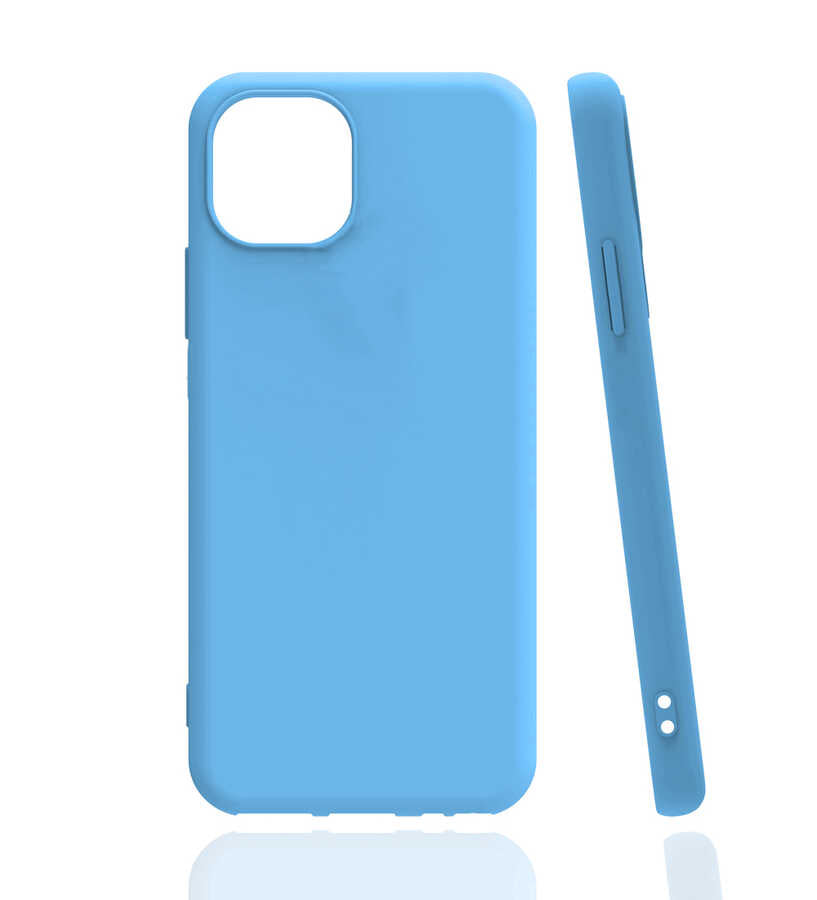 Apple iPhone 13 Kılıf Zore Biye Silikon Mavi Açık