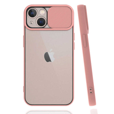 Apple iPhone 13 Kılıf Zore Lensi Kapak Pembe Açık