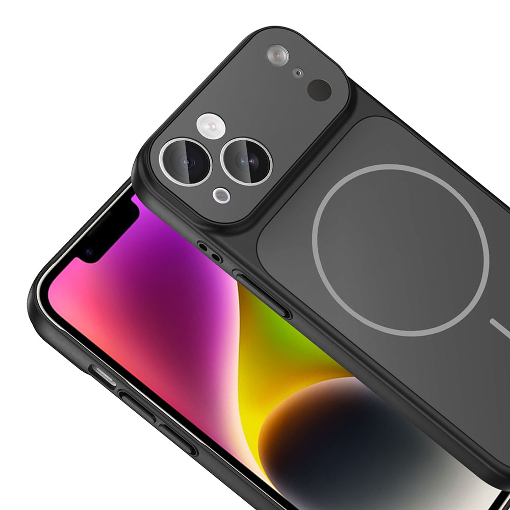 Apple iPhone 13 Kılıf Zore M-Safe Şarj Özellikli Kamera Korumalı Formen Kapak Gümüş