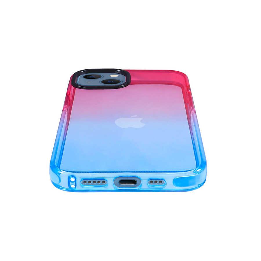Apple iPhone 13 Kılıf Zore Renkli Punto Kapak Pembe-Mavi