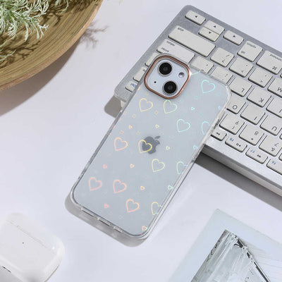 Apple iPhone 13 Kılıf Zore Sidney Desenli Sert Kapak Heart No1