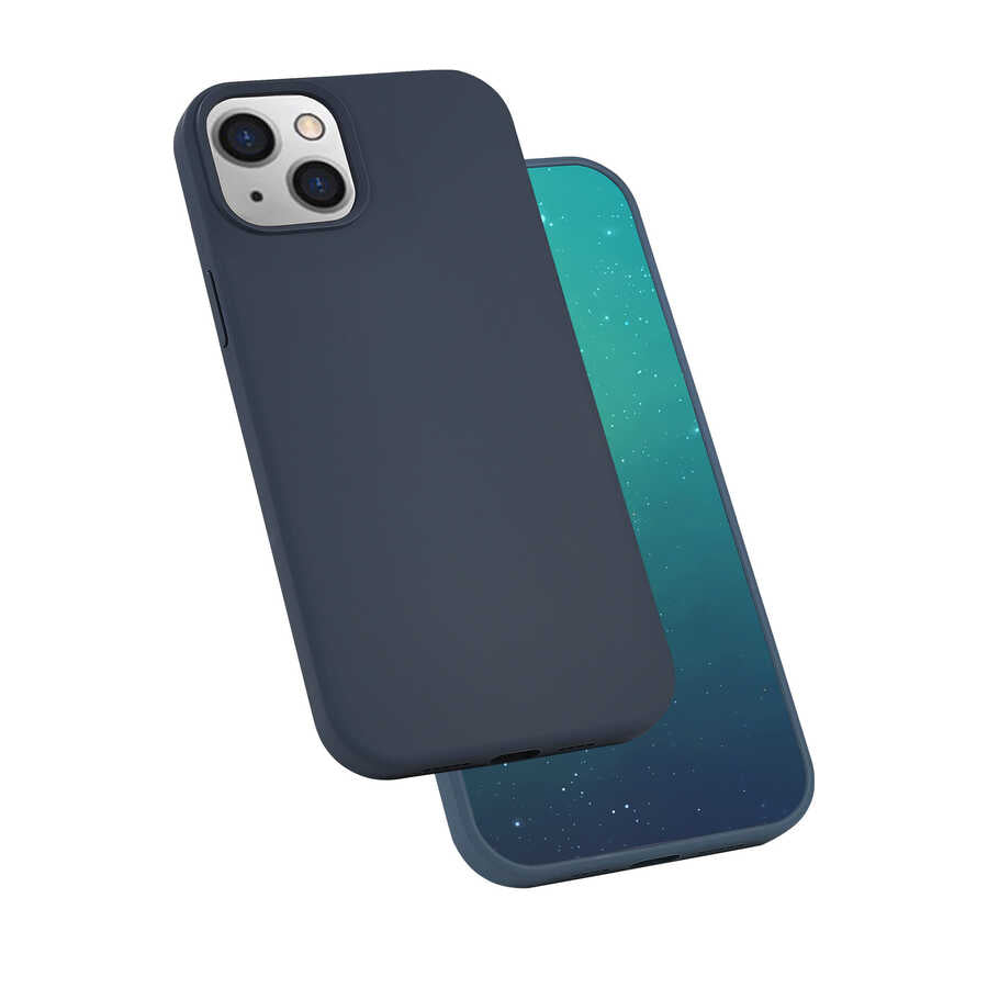 Apple iPhone 13 Kılıf Zore Silk Silikon Lacivert