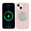 Apple iPhone 13 Kılıf Zore Silksafe Wireless Kapak Pembe Açık