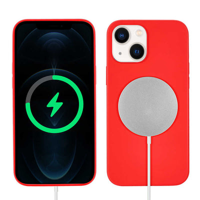 Apple iPhone 13 Kılıf Zore Silksafe Wireless Kapak Kırmızı