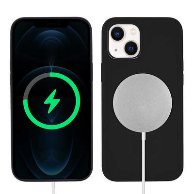 Apple iPhone 13 Kılıf Zore Silksafe Wireless Kapak Siyah