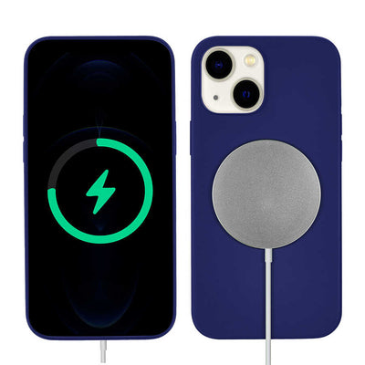 Apple iPhone 13 Kılıf Zore Silksafe Wireless Kapak Mavi