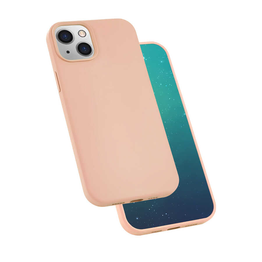 Apple iPhone 13 Mini Kılıf Zore Silk Silikon Pembe
